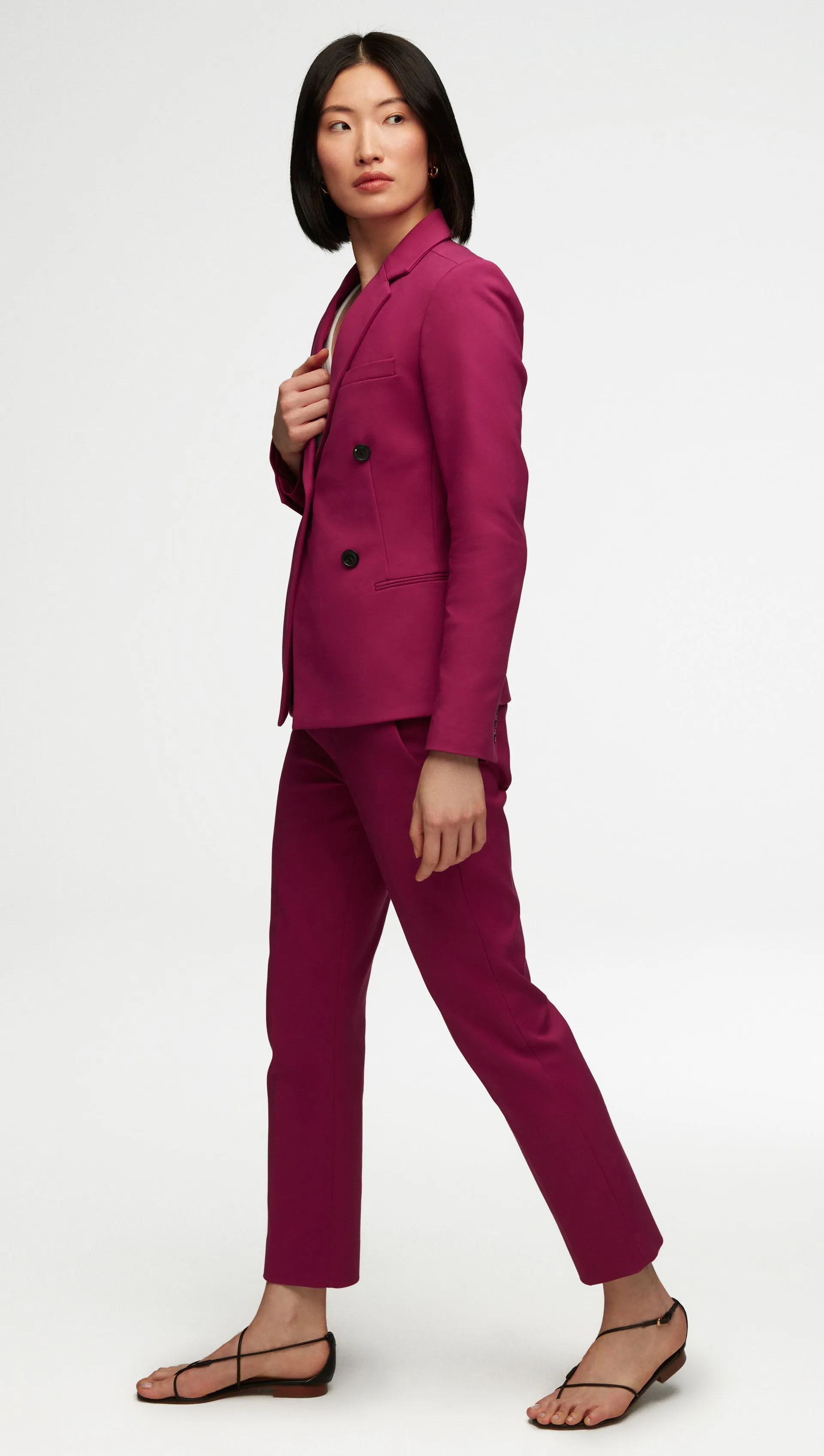 Flex Waist Trouser in Performance Cotton | Magenta