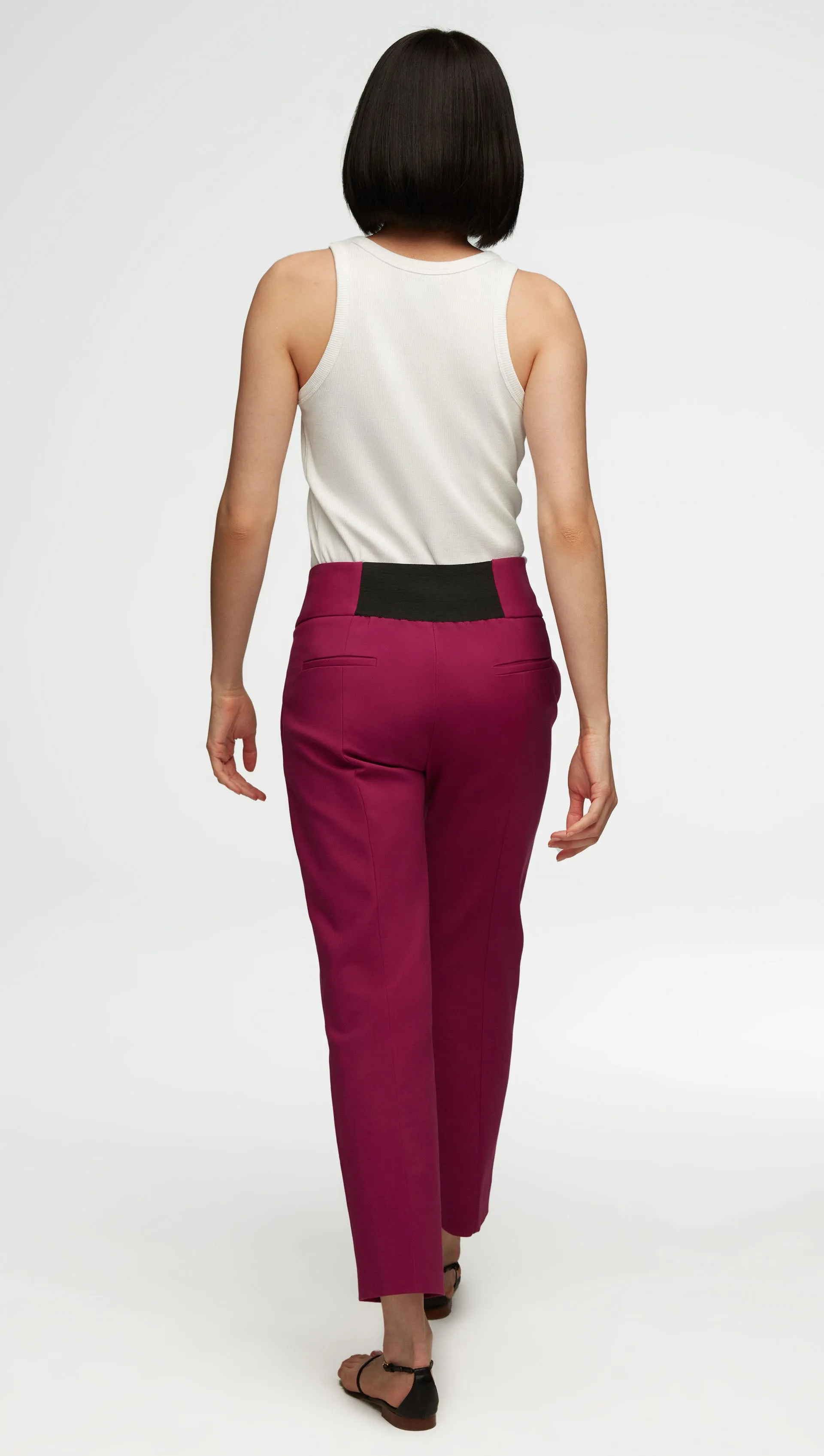 Flex Waist Trouser in Performance Cotton | Magenta