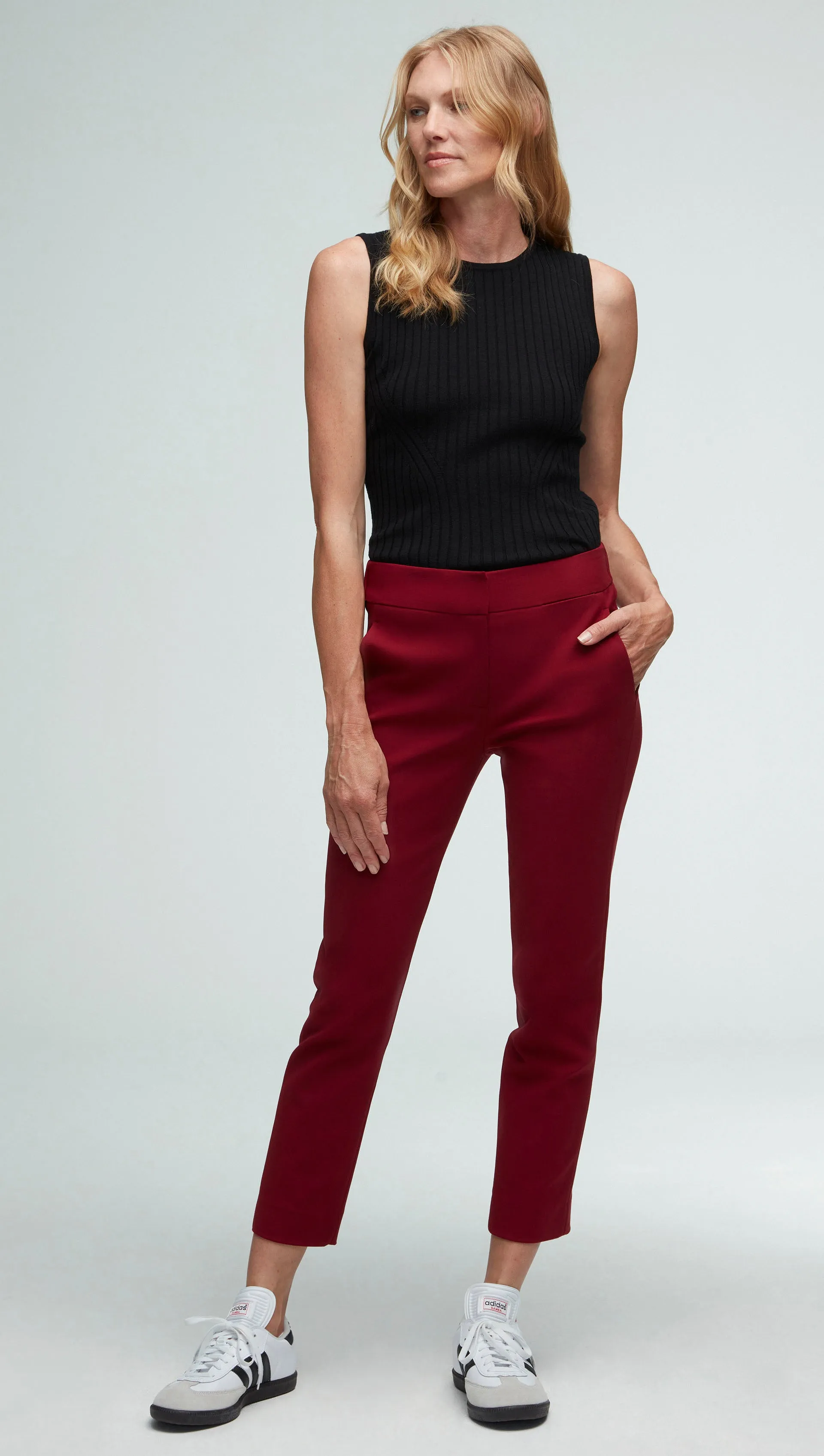 Flex Waist Trouser in Performance Cotton | Merlot