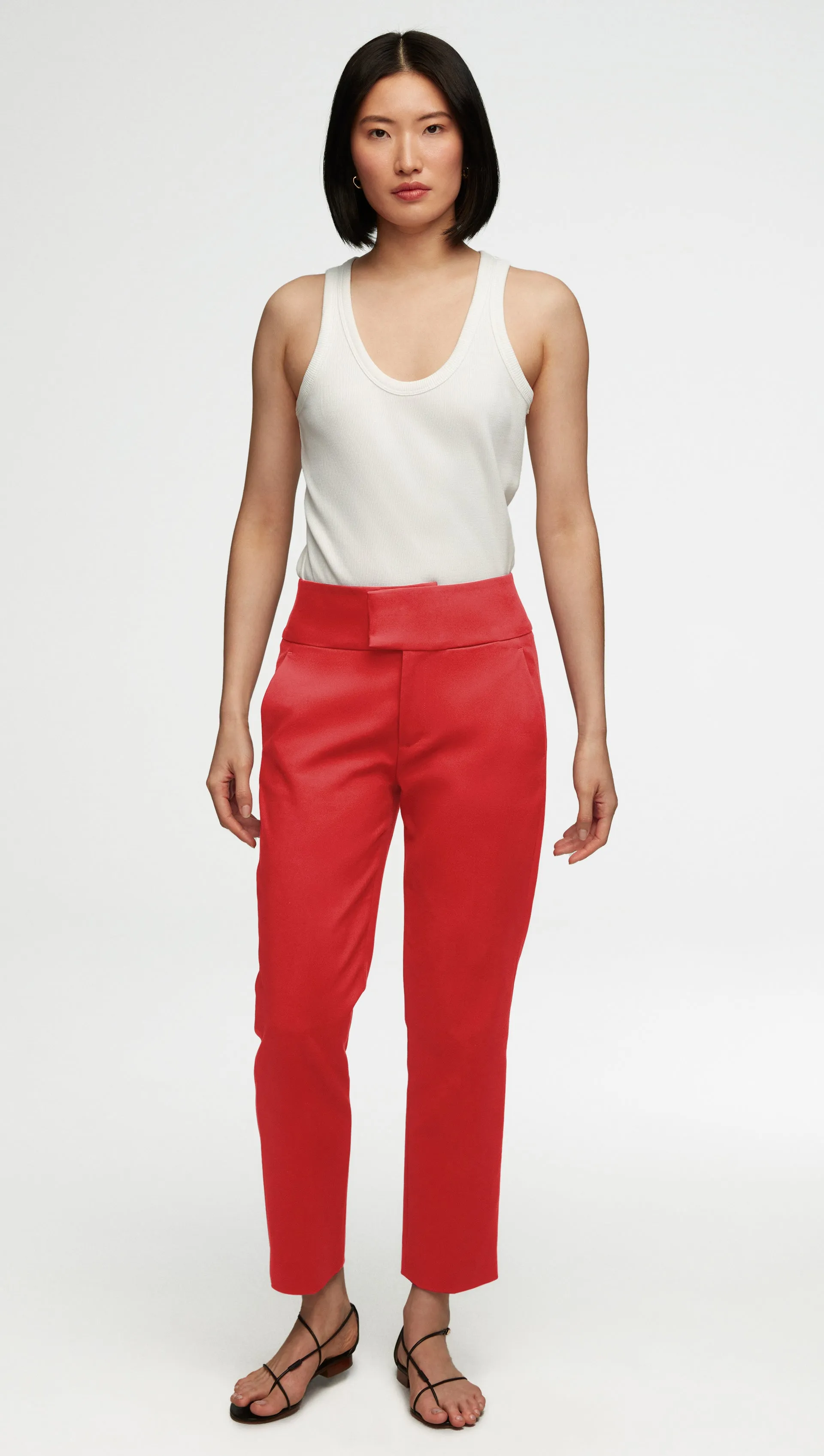 Flex Waist Trouser in Performance Cotton | Poppy