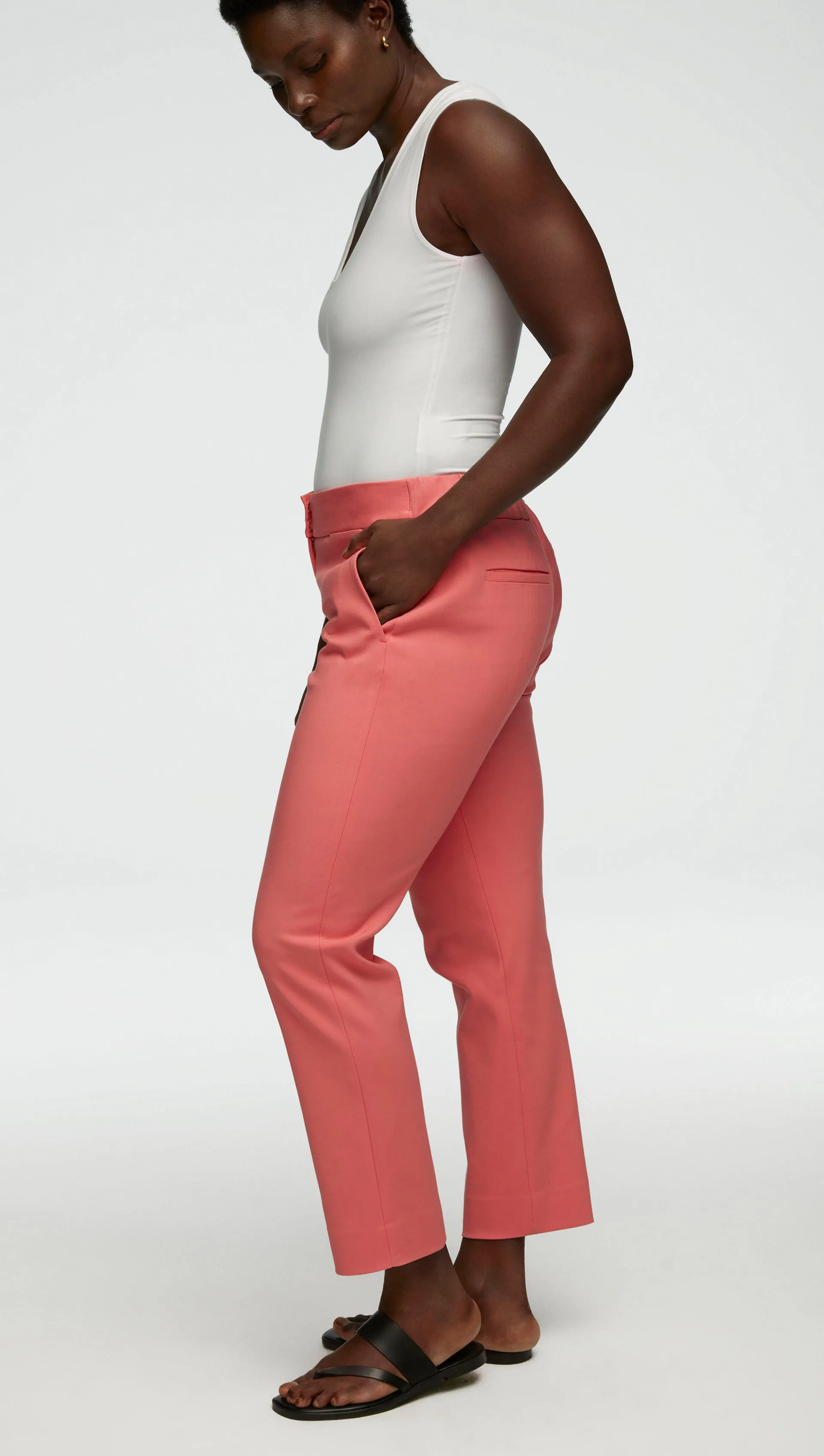 Flex Waist Trouser in Performance Cotton | Watermelon