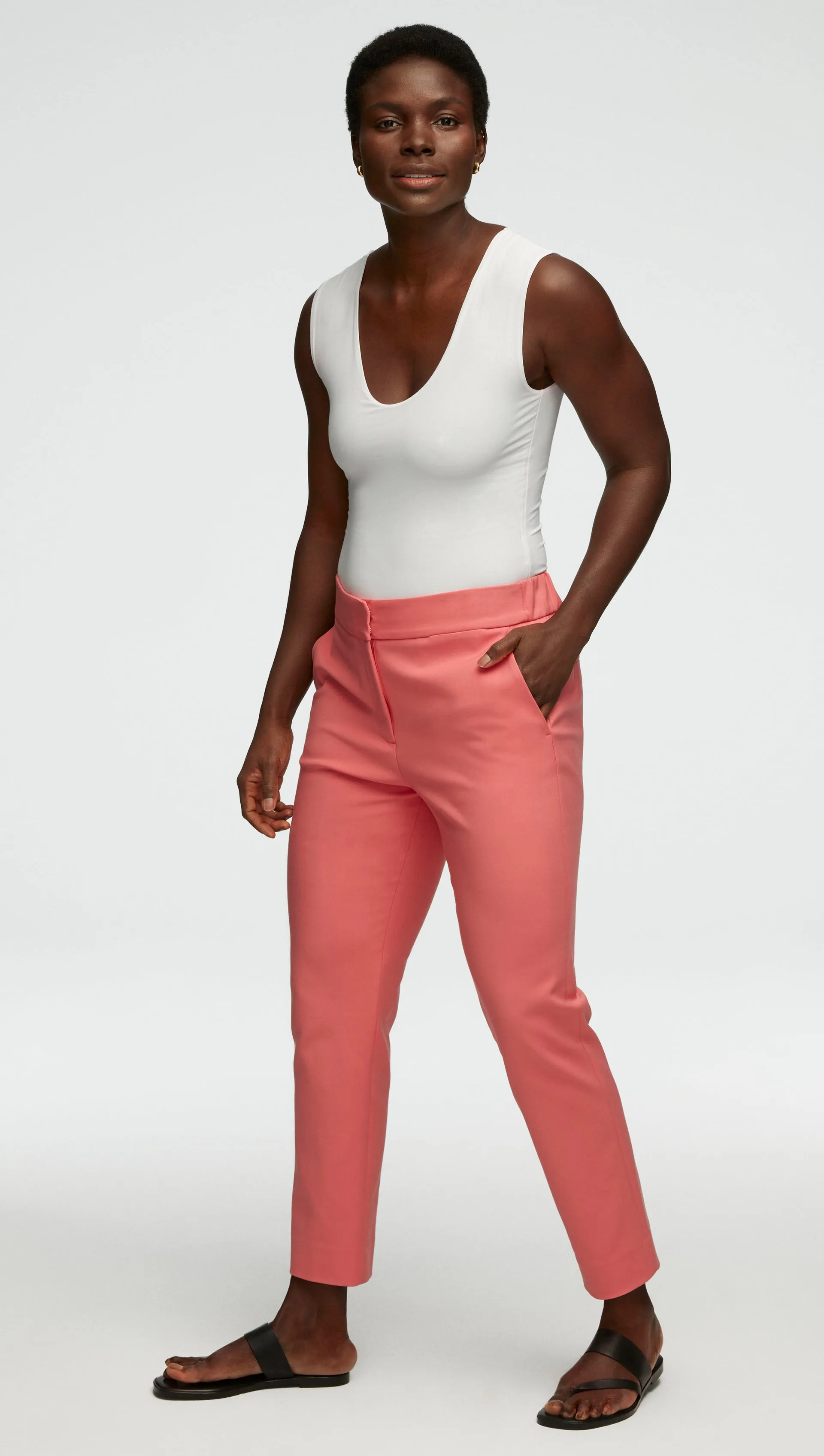 Flex Waist Trouser in Performance Cotton | Watermelon