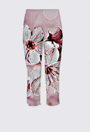 Floral Embosses: Pictorial Cherry Blossoms 01-03 Designer Parma Capris