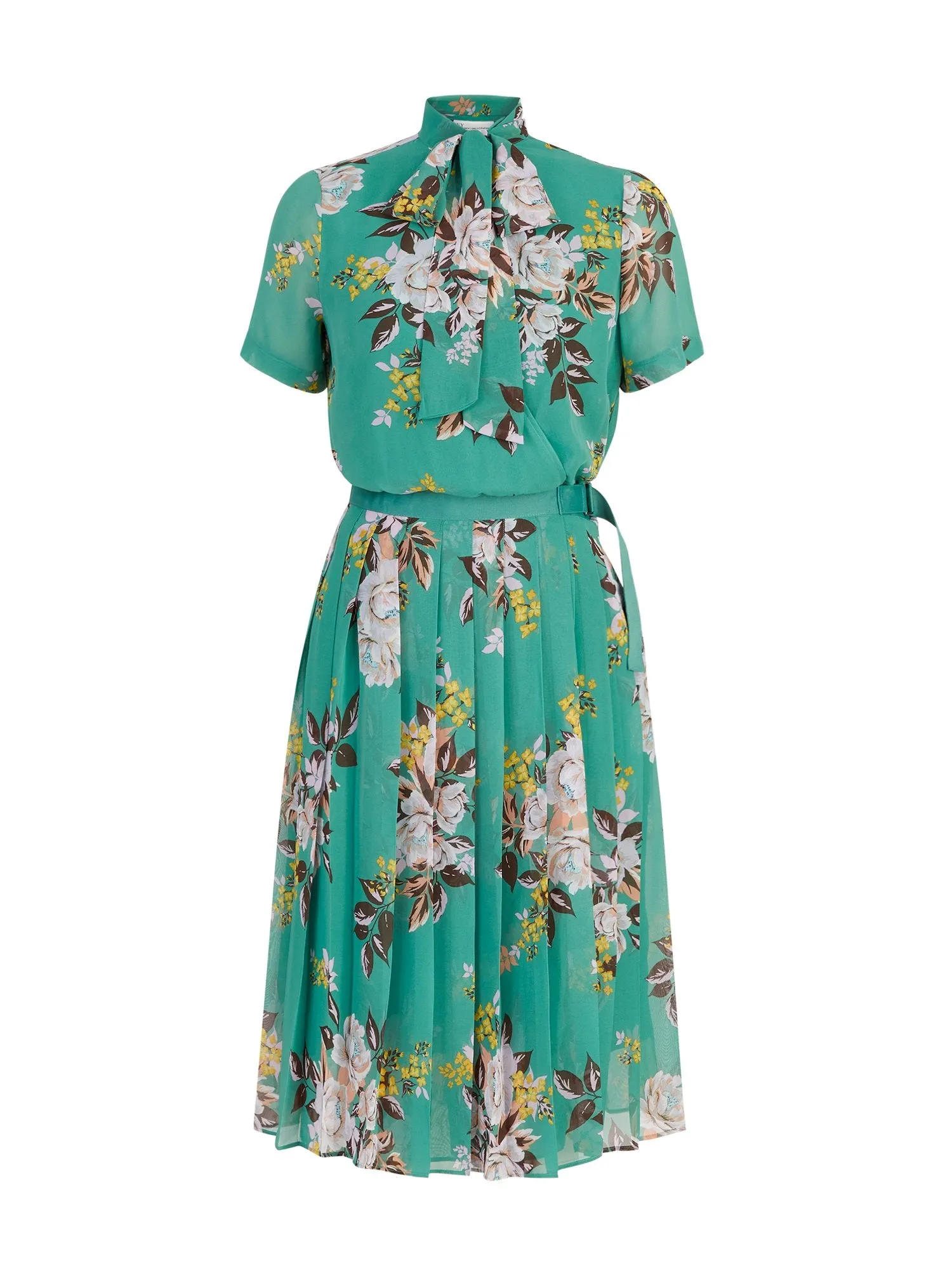 Floral-Print Pleated Bow-Front Dress - The NY&C Legacy Collection