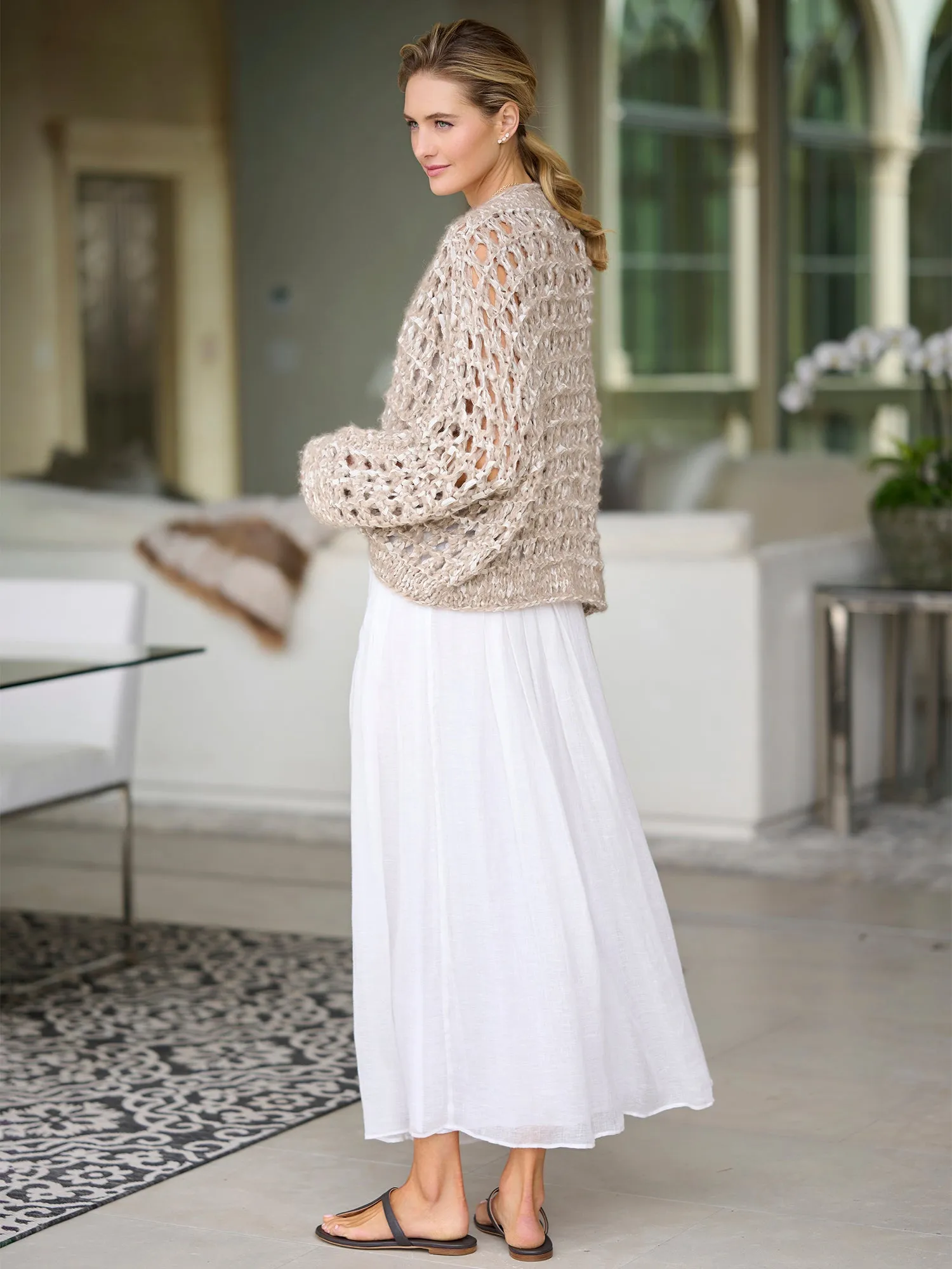 Florie Pleated Linen Skirt