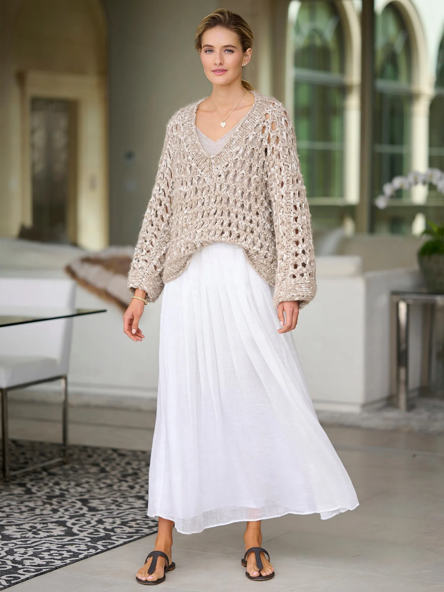 Florie Pleated Linen Skirt