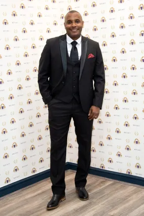 Former Crystal Palace Footballer Clinton Morrison In DALTON Black Tux Lapel Suit