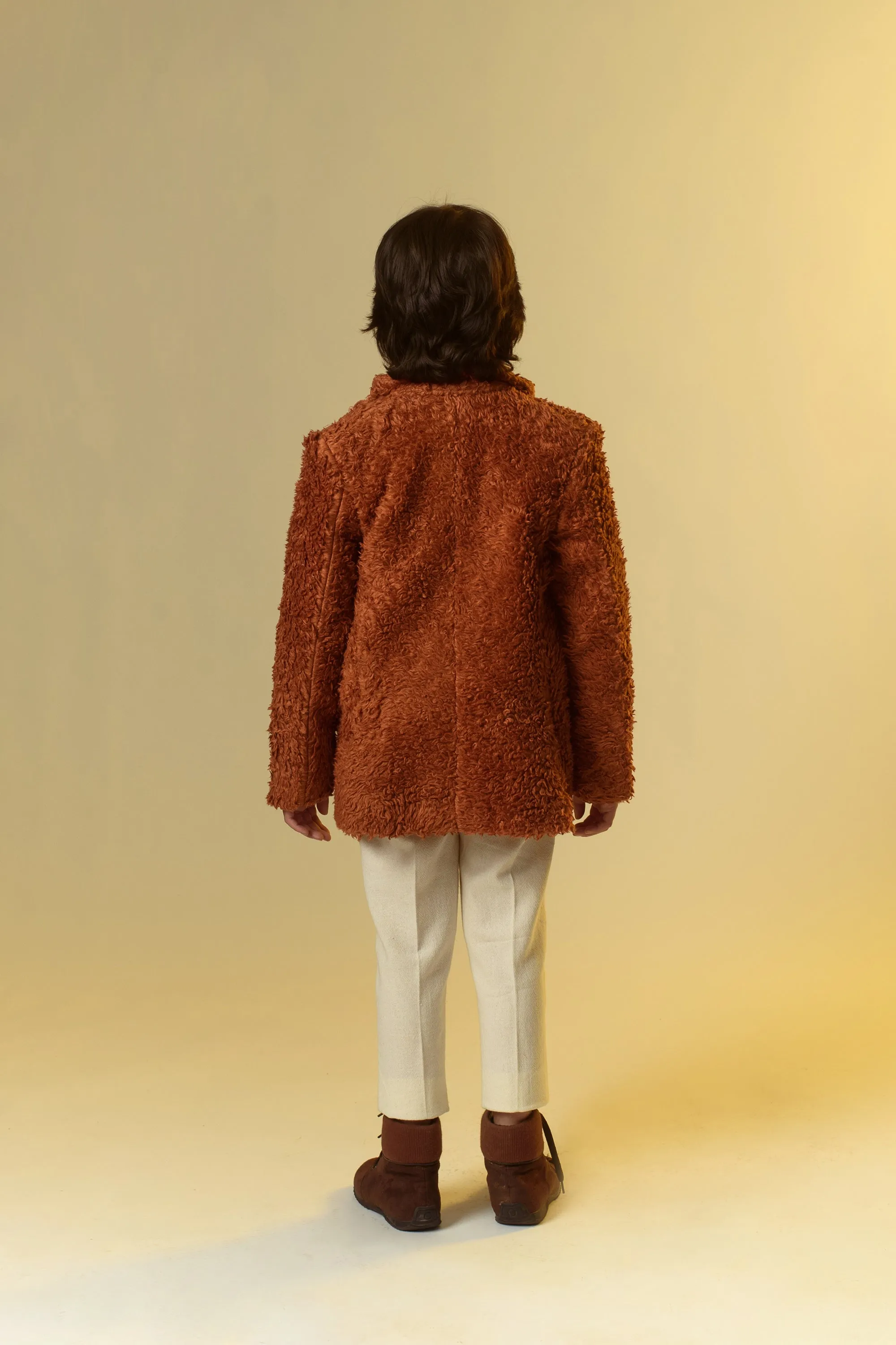 Foxy Chic- Embroidered Organic Sherpa Blazer For Boys