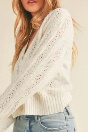 Front Button Cable Knit Cardigan