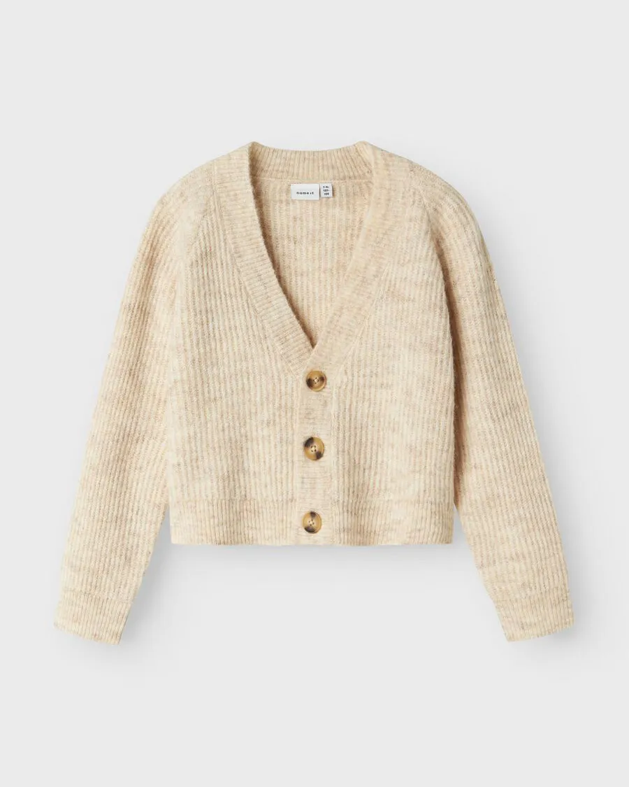 Girls Holly Boxy Short Knit Cardigan in Pure Cashmere