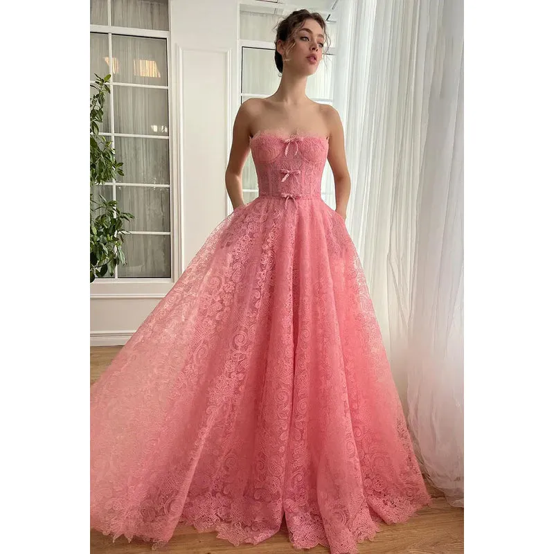 Glamorous & Dramatic Off-Shoulder Sleeveless A-line Allover Applique Formal Prom Dress