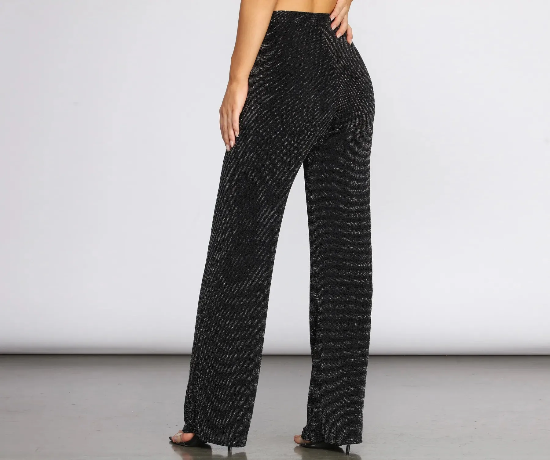 Glittering Knit Wide Leg Pants