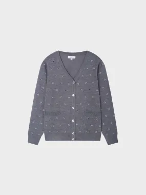 Grommet Cardigan-Grey