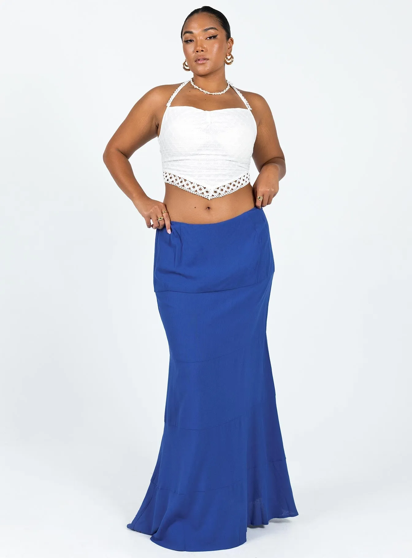 Gylda Mid Rise Maxi Skirt Blue