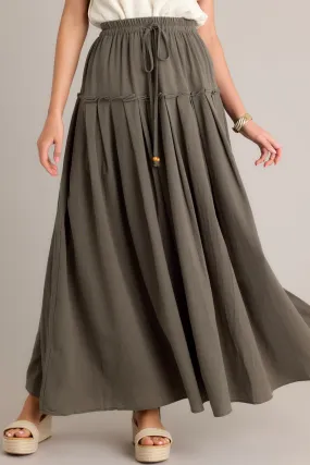 Harmony Flow 100% Cotton Olive Green Maxi Skirt