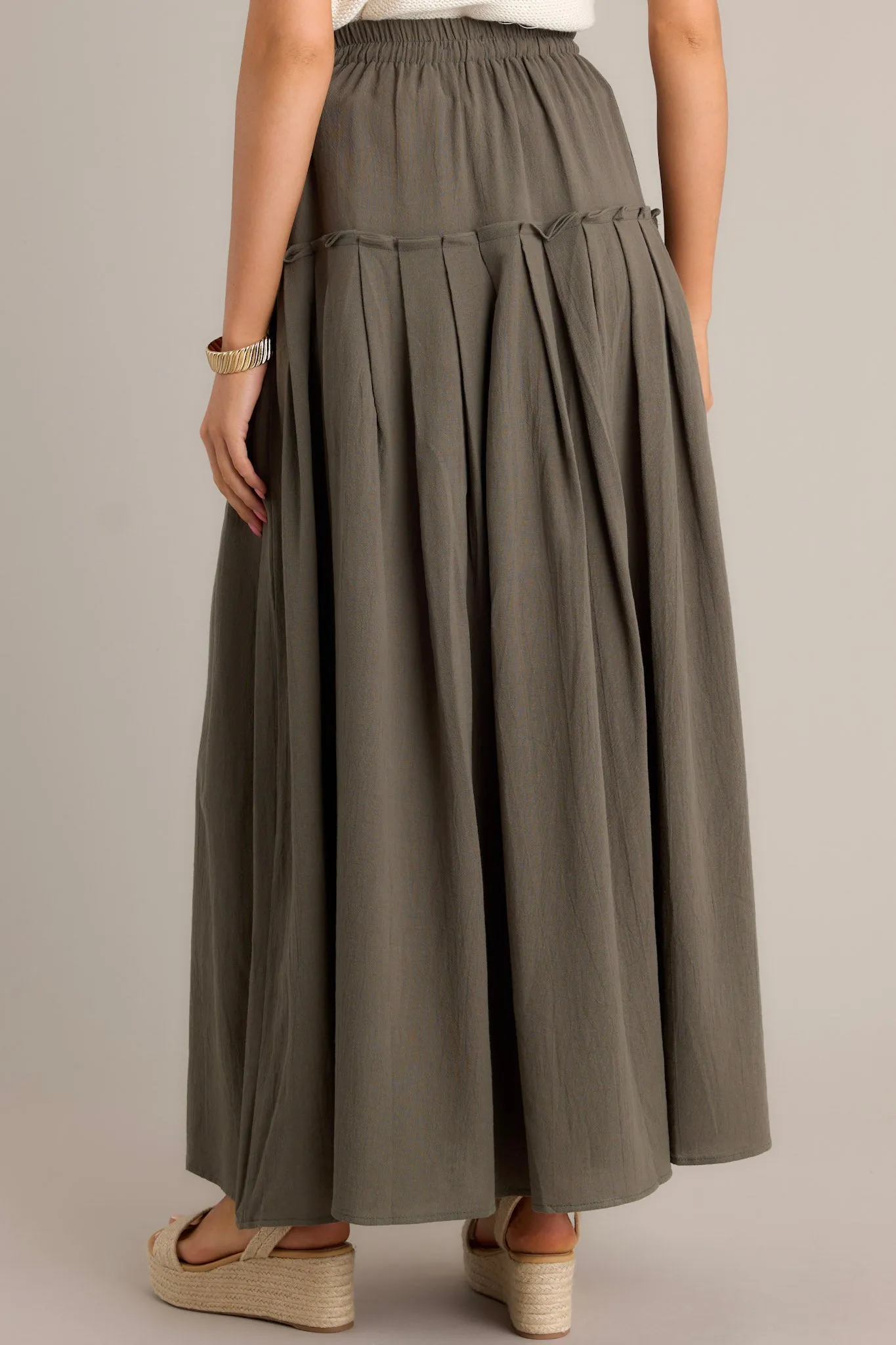 Harmony Flow 100% Cotton Olive Green Maxi Skirt