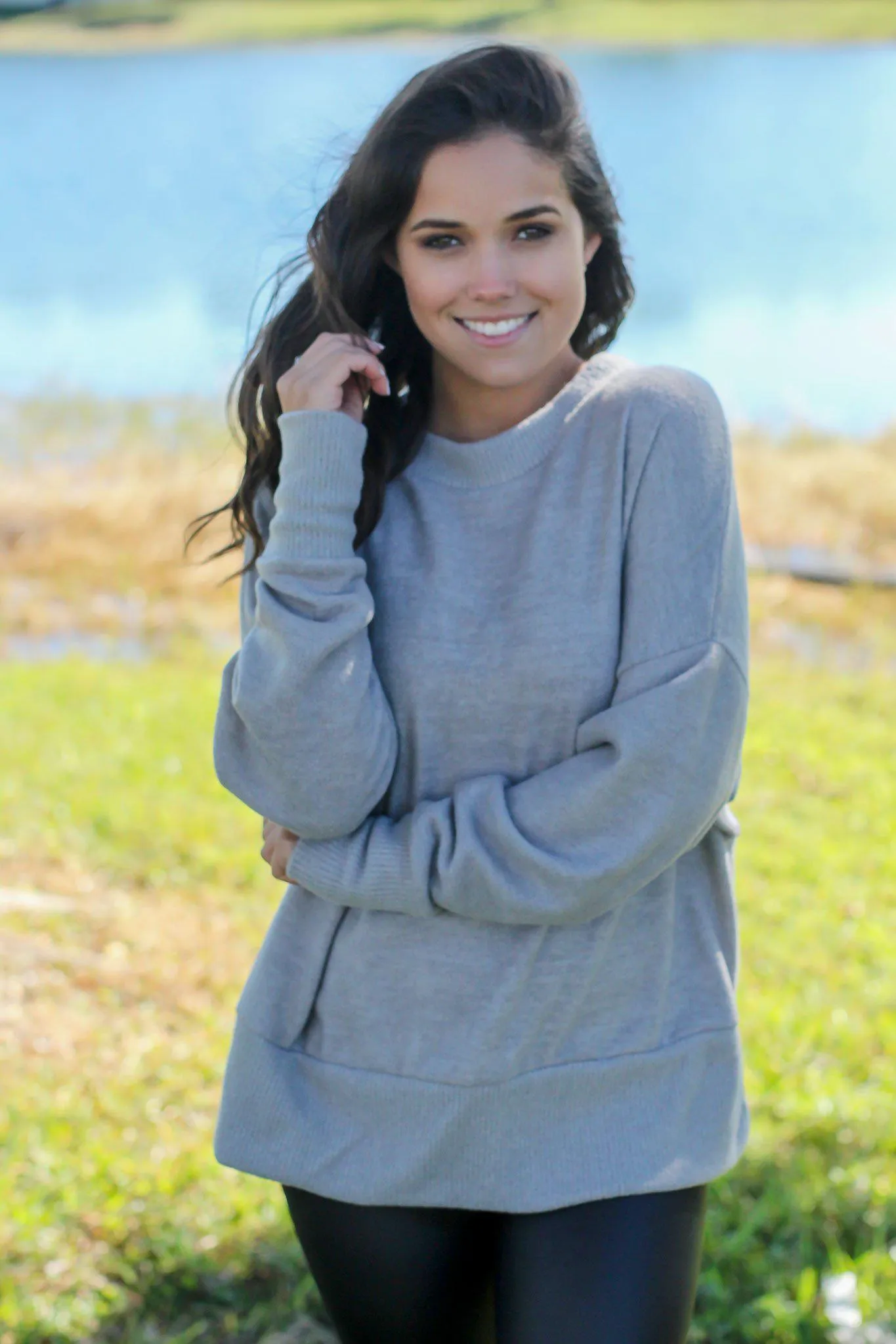 Heather Gray Knit Top