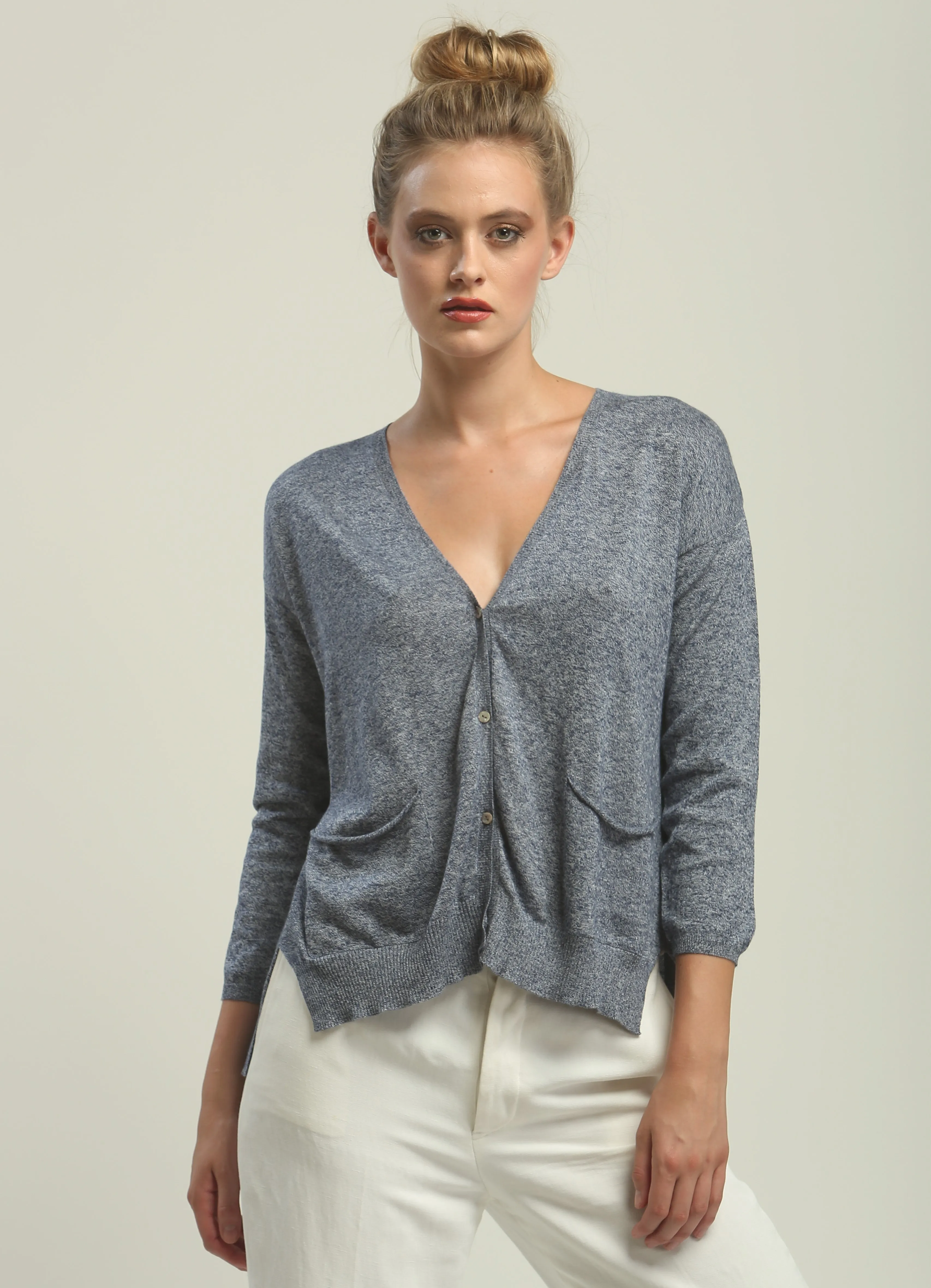 High-Low Hem V neck Cardigan