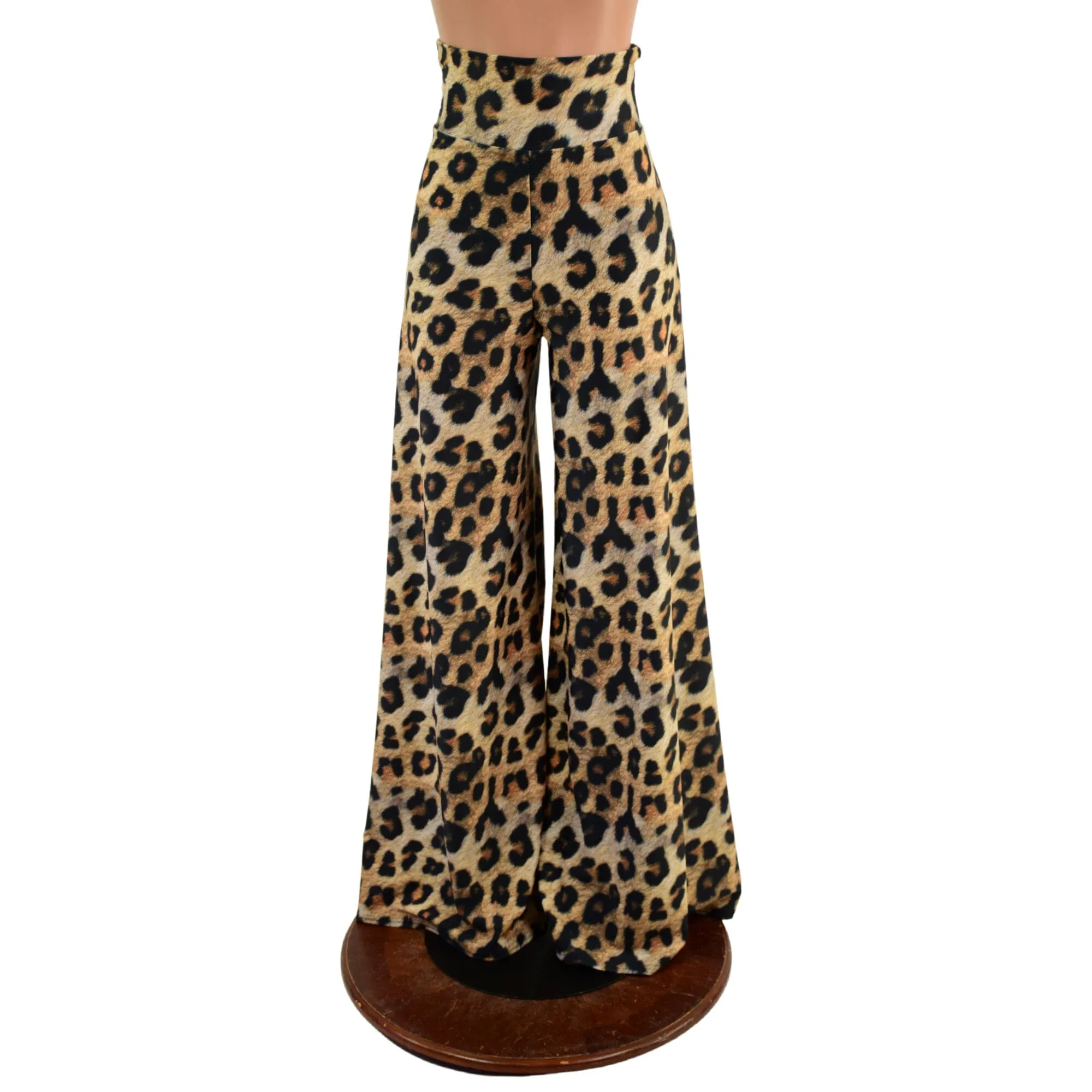 High Waist Leopard Print Wide Leg Pants