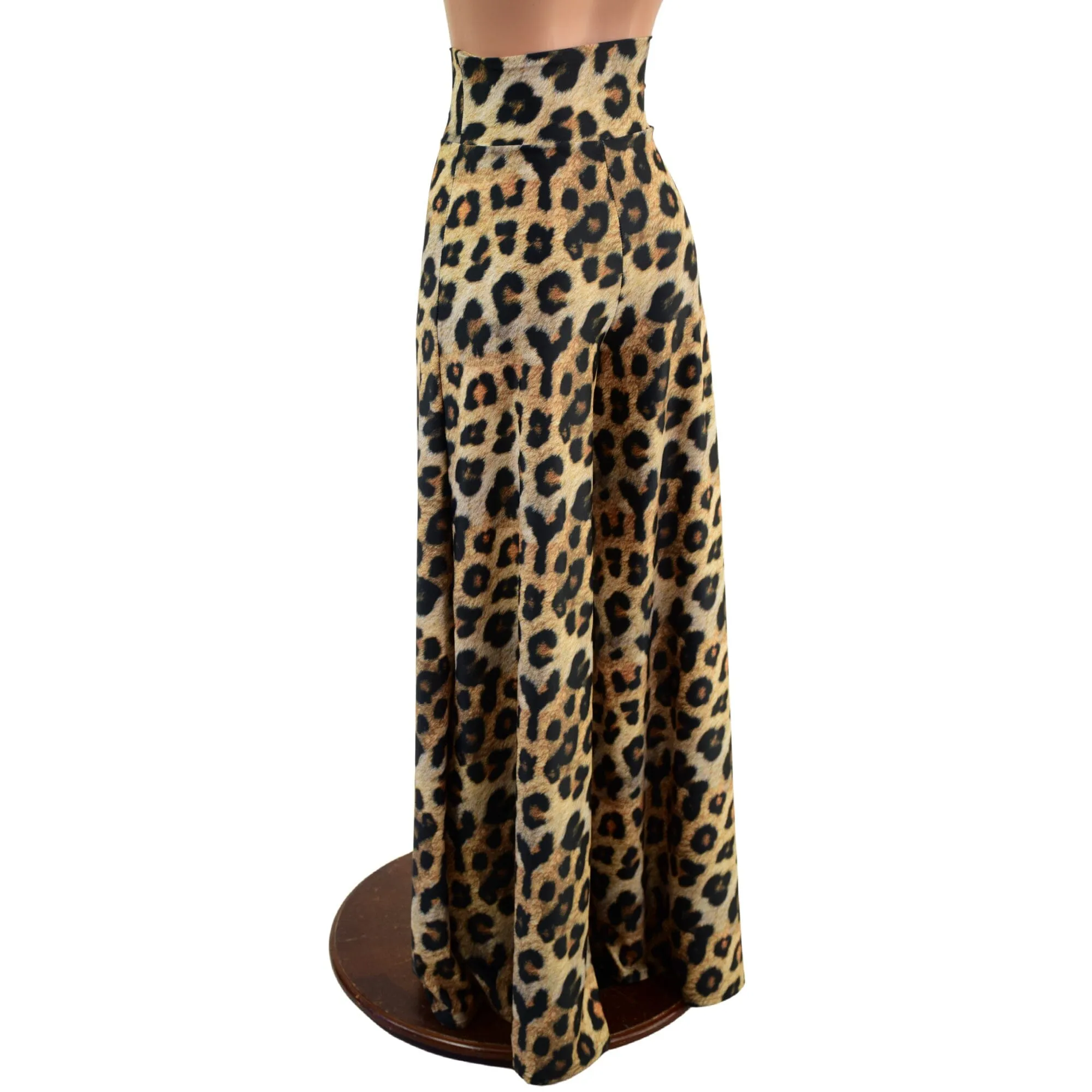 High Waist Leopard Print Wide Leg Pants