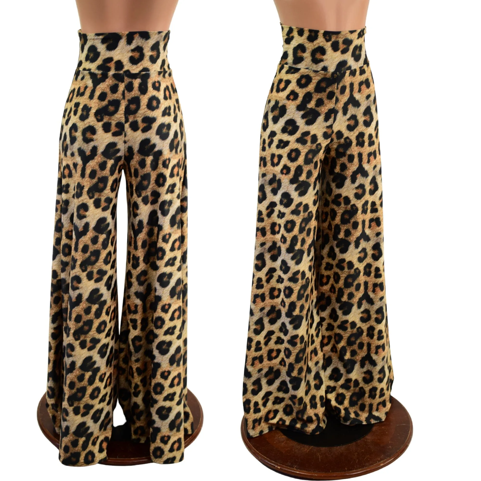 High Waist Leopard Print Wide Leg Pants