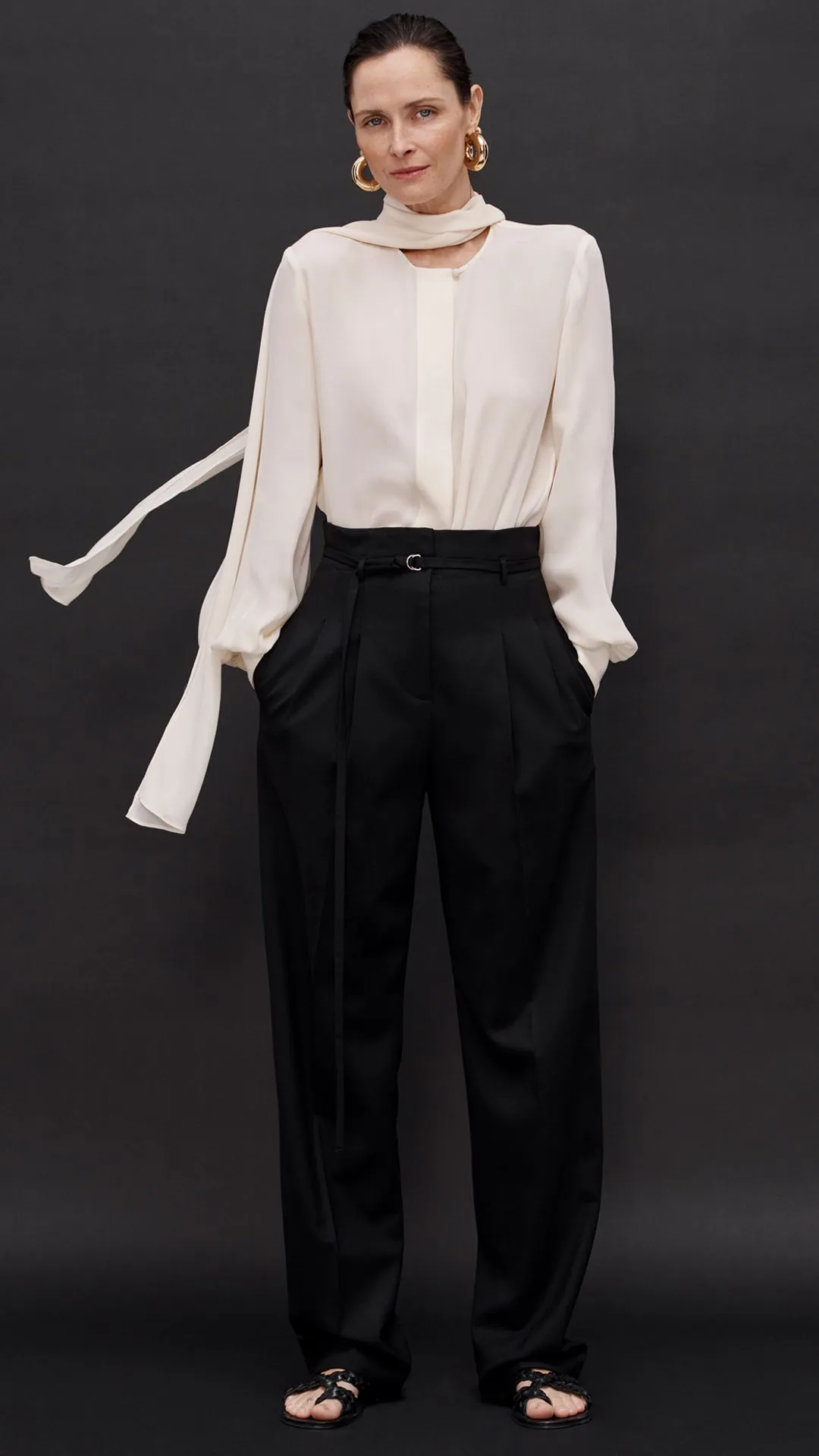 High-Waisted Belted Trouser in Seasonless Wool | Black