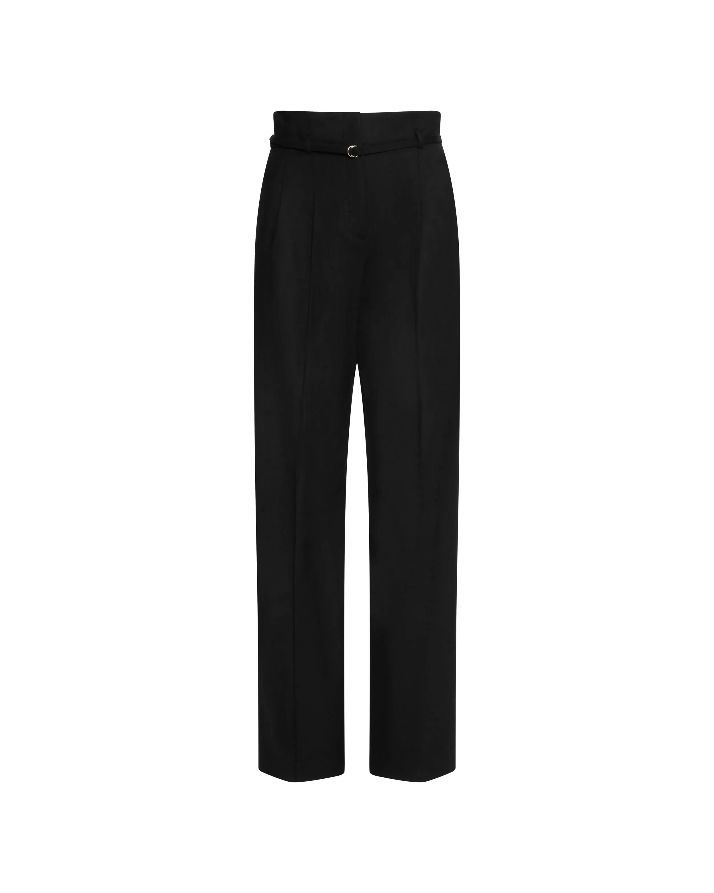 High-Waisted Belted Trouser in Seasonless Wool | Black