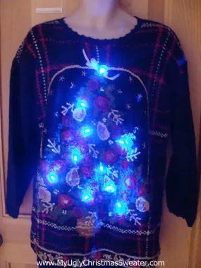 Holy Grail of Ugly Plaid Christmas Sweater with Lights