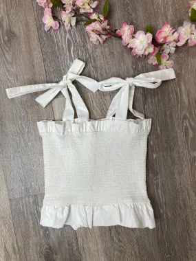 IFS Ivory Smock Ruffle Bow Back Top Tween