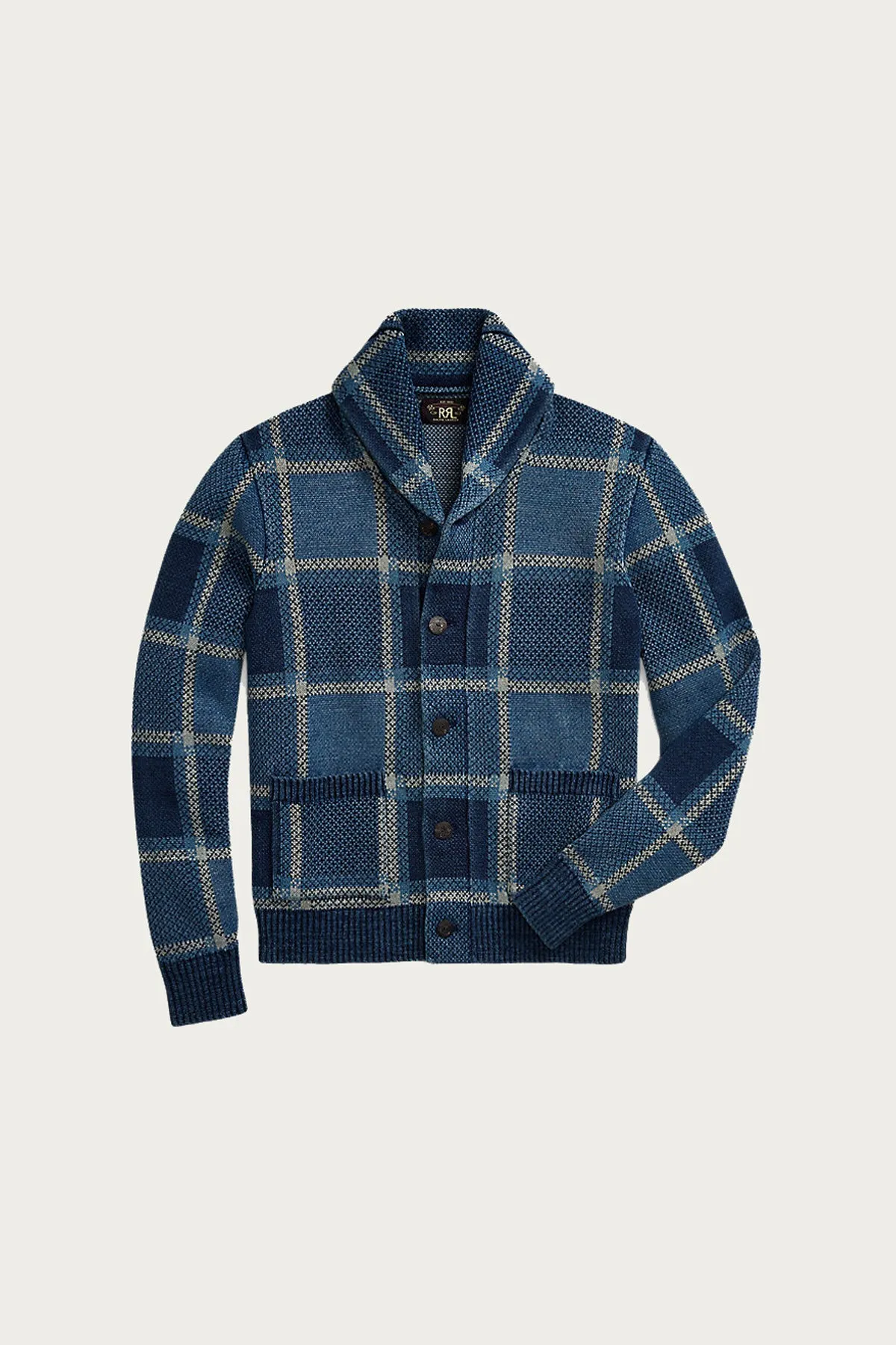 Indigo Plaid Cotton-Linen Cardigan - Blue/Multi