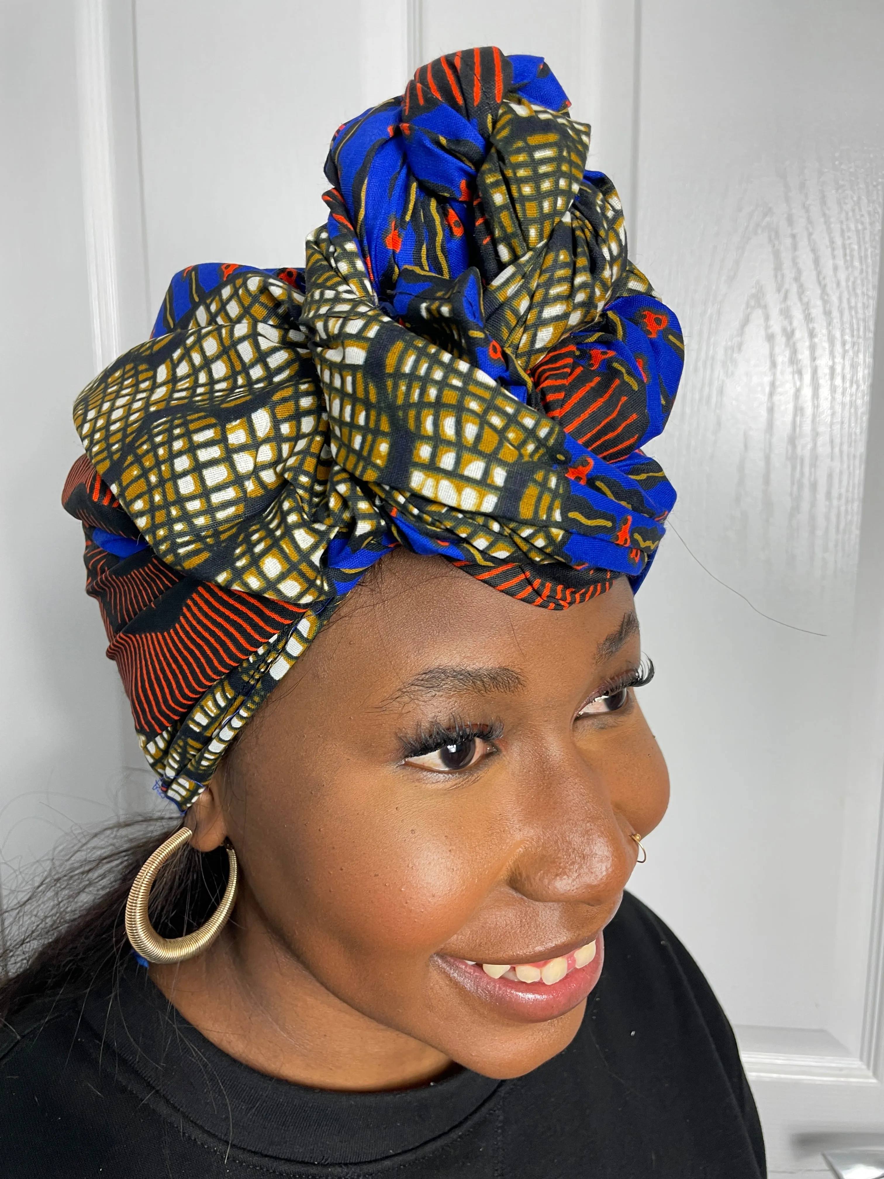 Jayne Orange and Blue Ankara Headwrap/Scarf