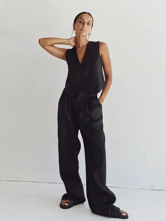 Justine High Waist Pants Suit Set