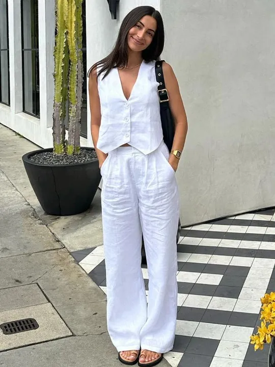 Justine High Waist Pants Suit Set