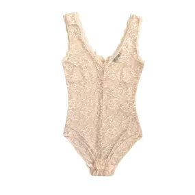 Lace Sleeveless Bodysuit Beige SIZE 12