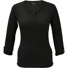 Ladies 145G Henley Long Sleeve T-Shirt