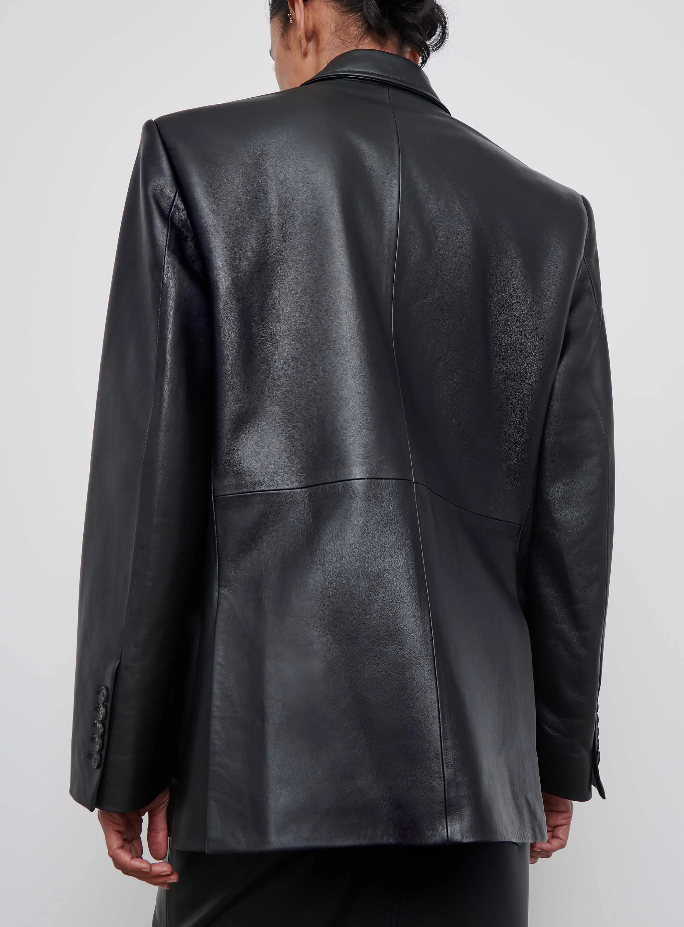 Leather Oversize Single Breasted Blazer