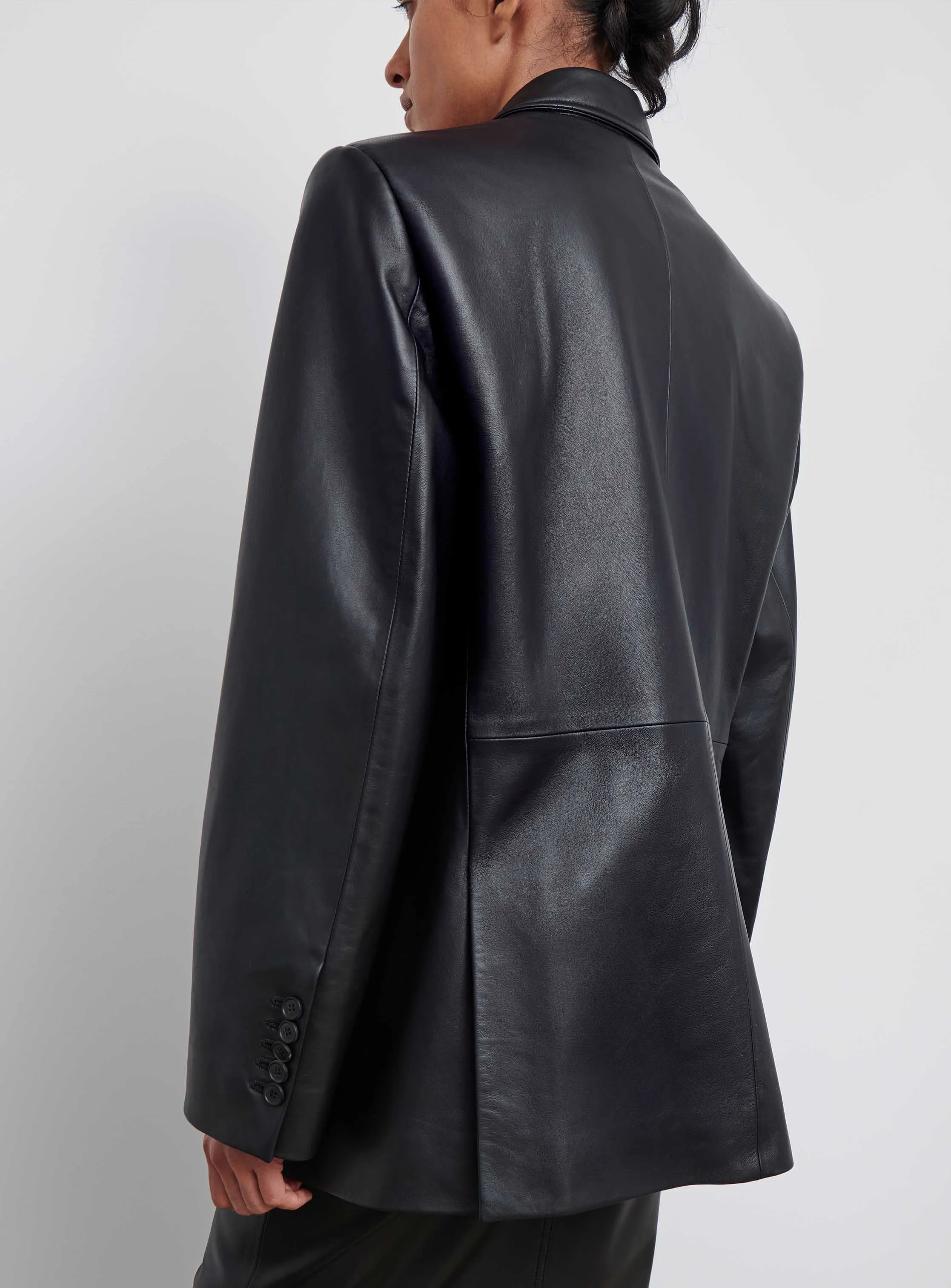 Leather Oversize Single Breasted Blazer