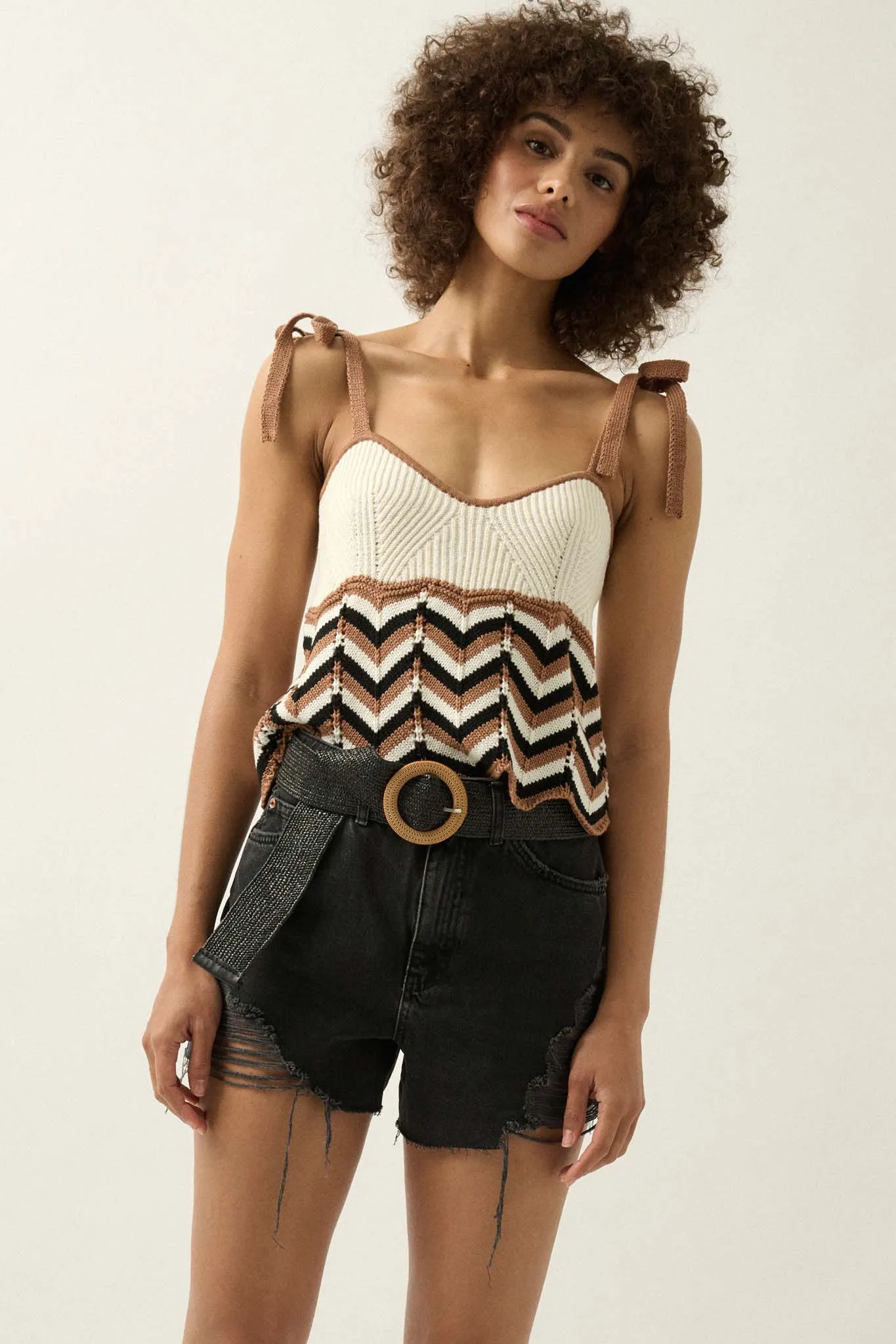 Let's Dance Chevron Striped Knit Cami Top