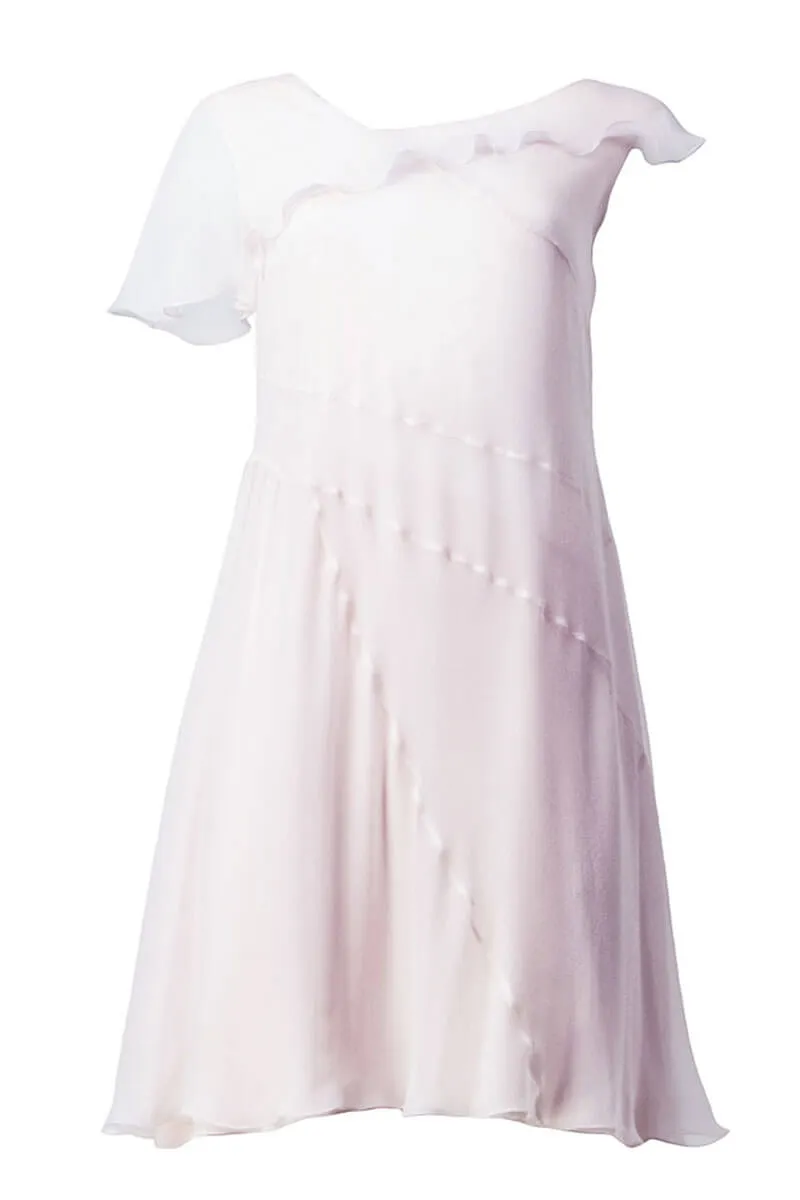 Light pink layered silk cocktail dress