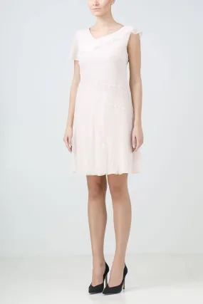 Light pink layered silk cocktail dress