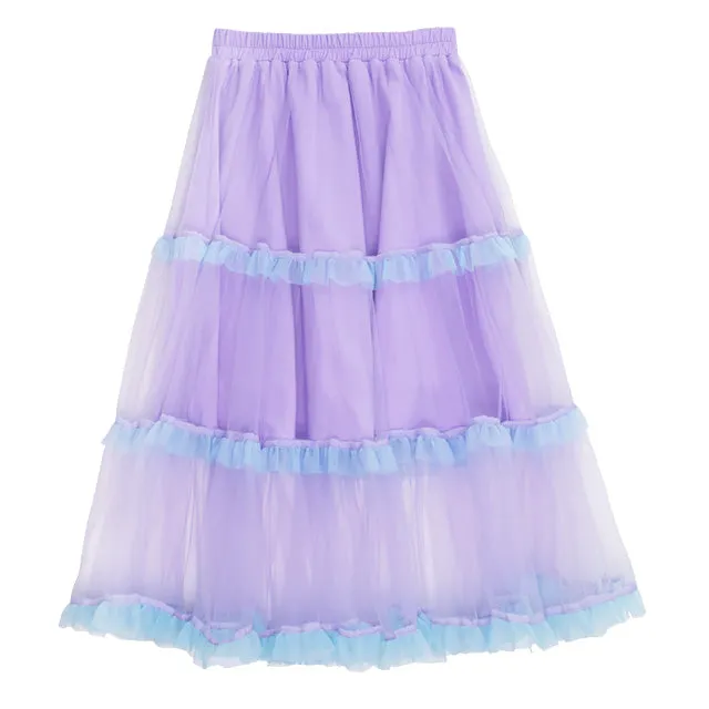 Listen Flavor purple tulle tiered skirt