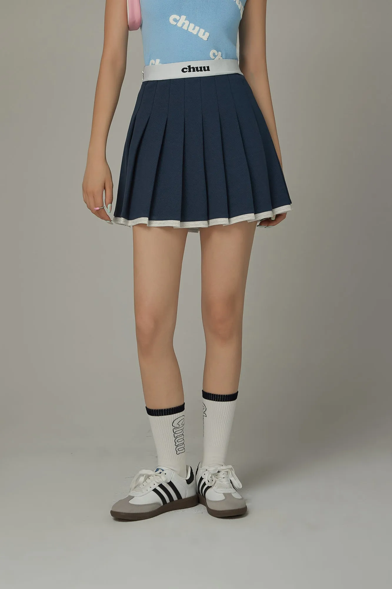 Logo Band Color Scheme Pleated Skirt