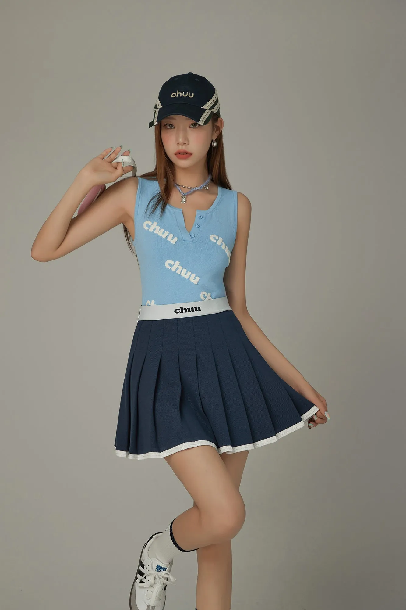 Logo Band Color Scheme Pleated Skirt