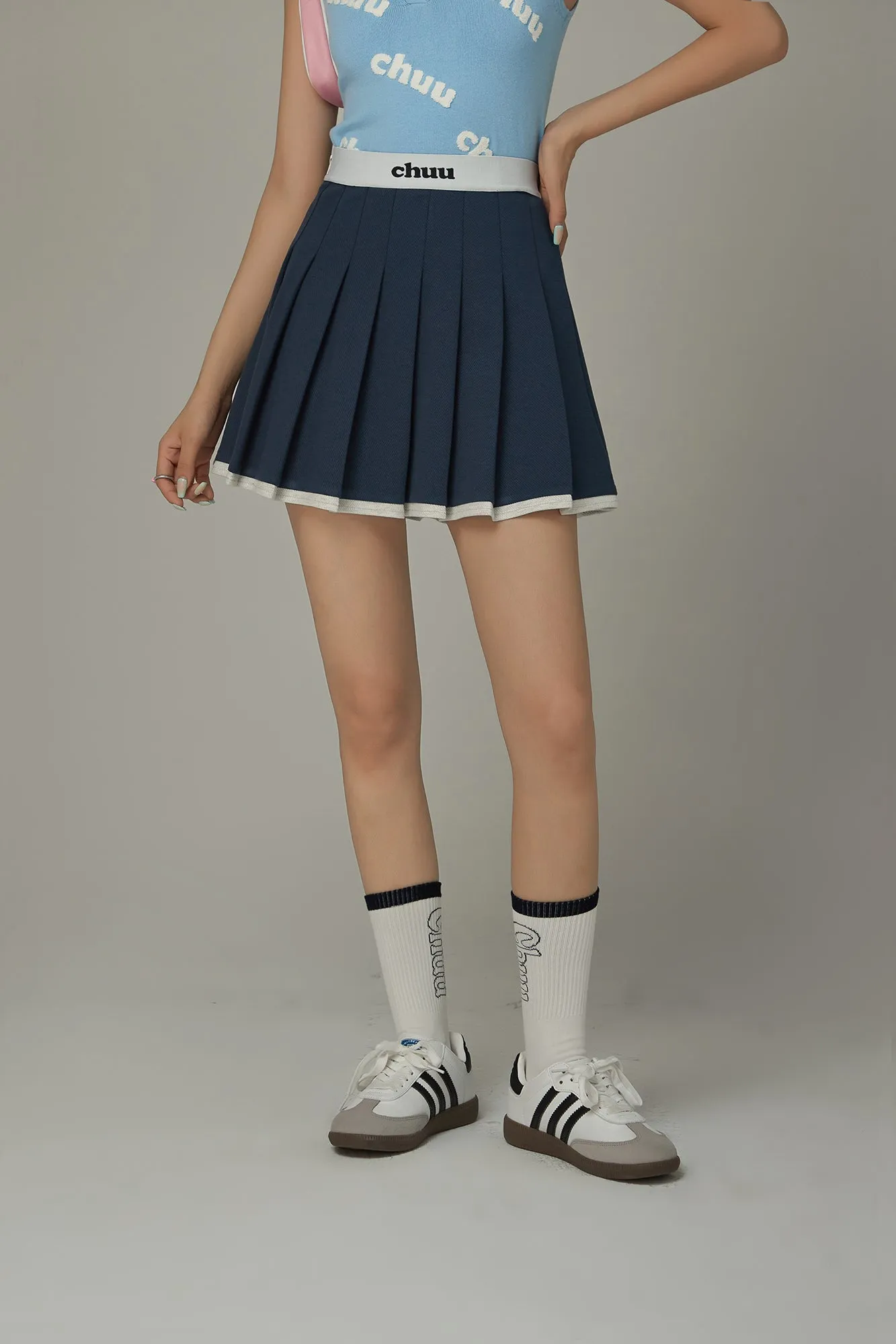 Logo Band Color Scheme Pleated Skirt