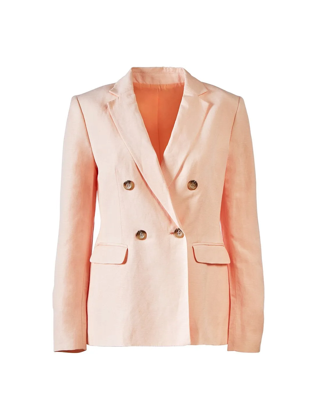 Long Double Breasted Blazer in Pink Glimmer