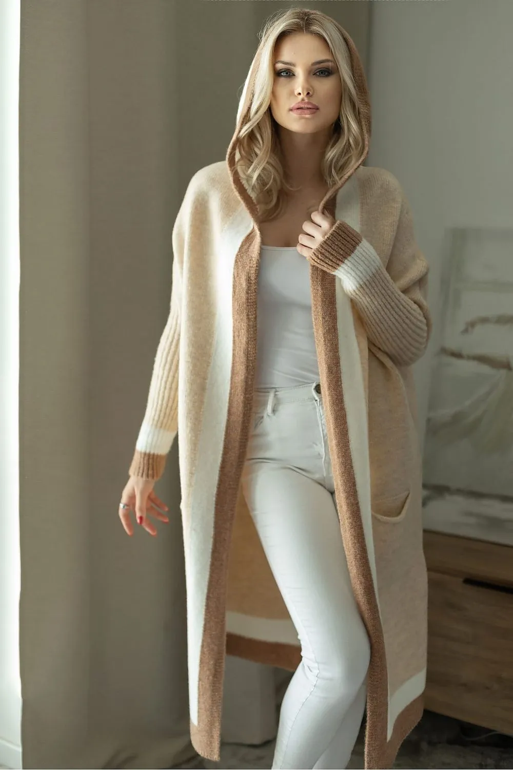 Loose Hooded Long Sleeved Cardigan by PeeKaBoo | 4 Colour Options