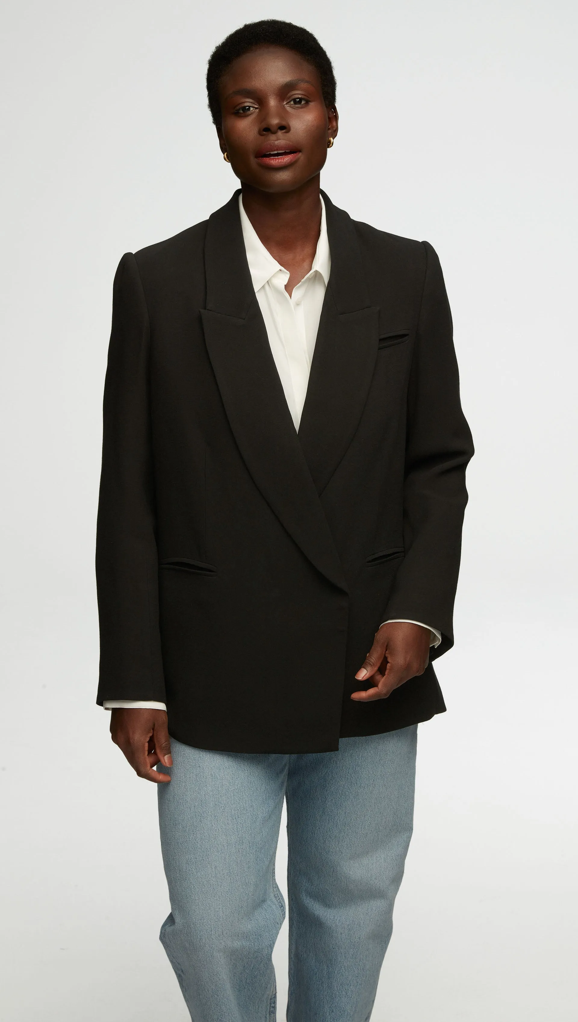 Madison Blazer in Viscose Wool Crepe | Black