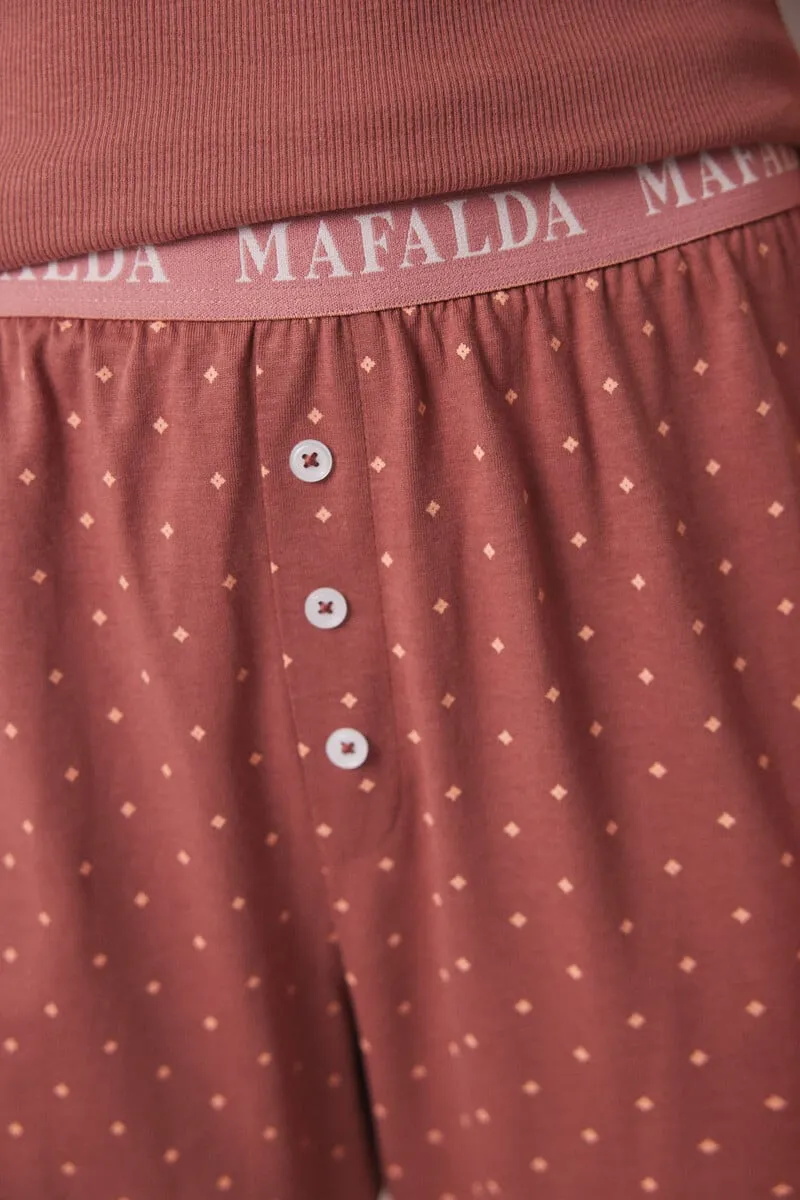 Mafalda brown cotton pajamas