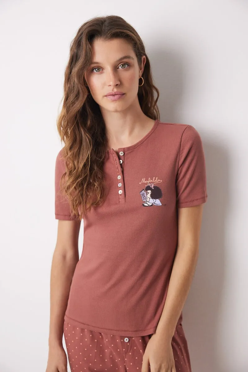 Mafalda brown cotton pajamas