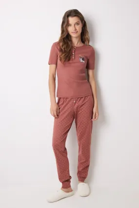 Mafalda brown cotton pajamas